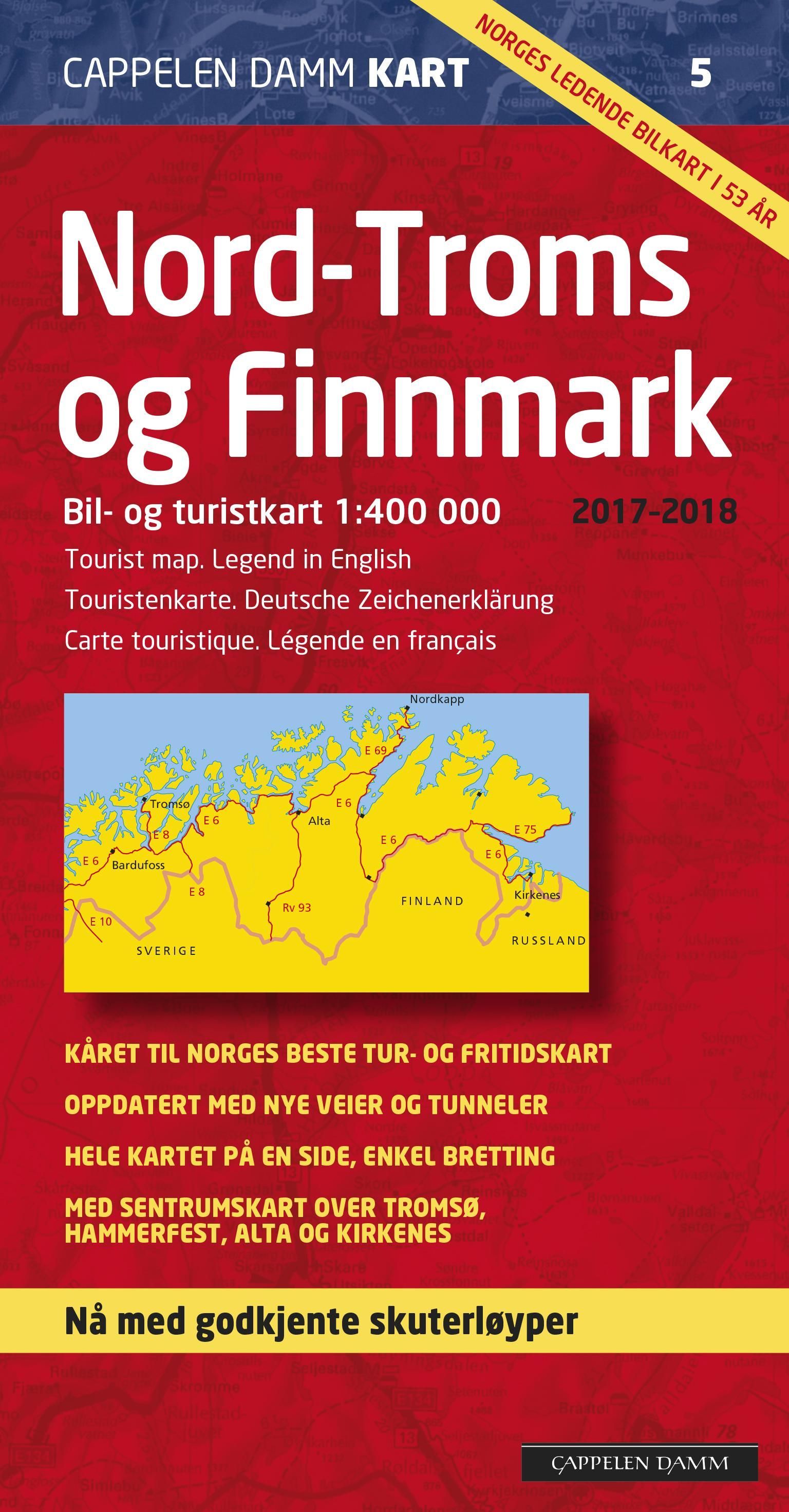 Nord-Troms og Finnmark 2017-2018 : bil- og turistkart = tourist map = Touristenkarte = carte touristique