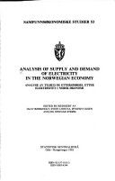 Analysis of supply and demand of electricity in the norwegian economy