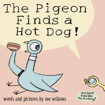 The pigeon finds a hot dog!