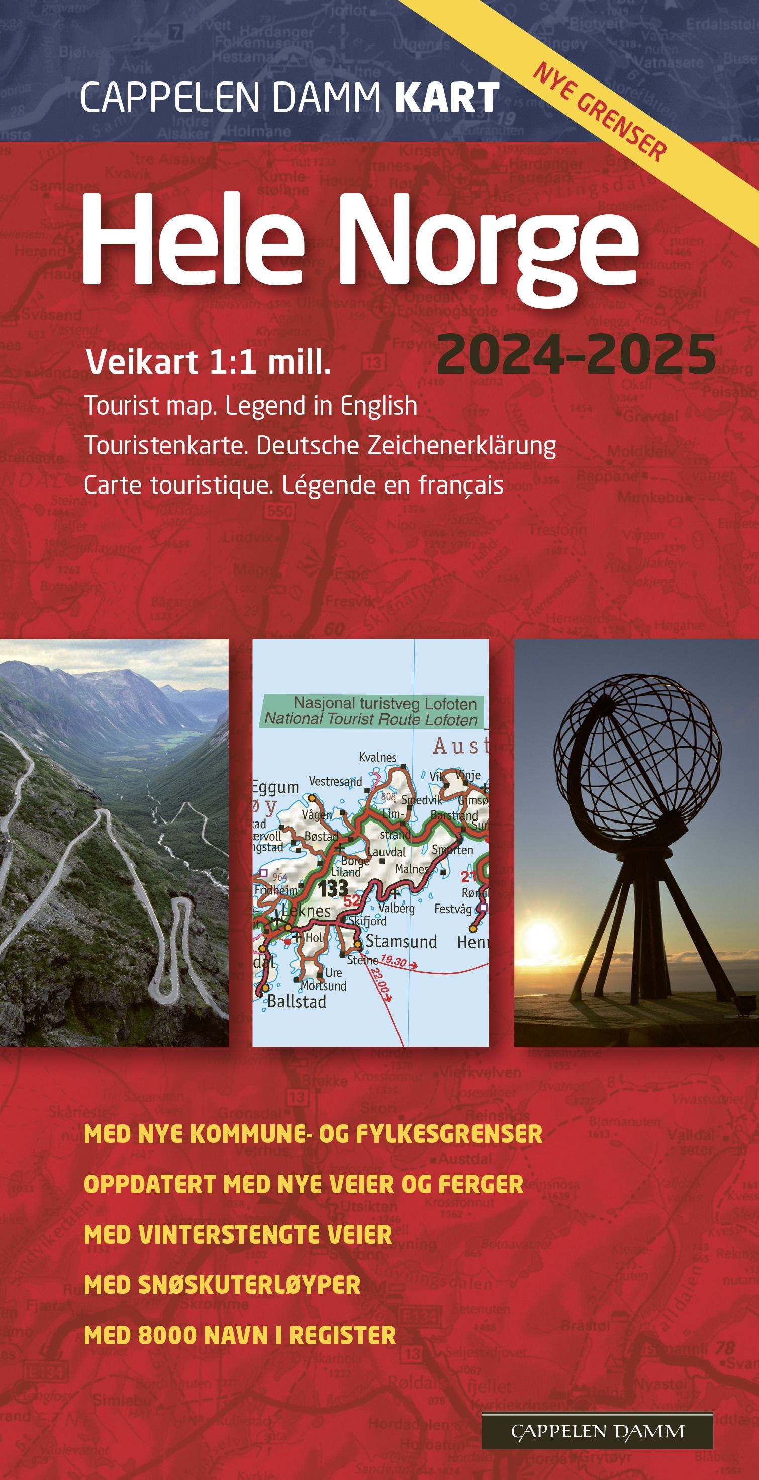 Hele Norge 2024 : veikart = tourist map = Touristenkarte = carte touristique