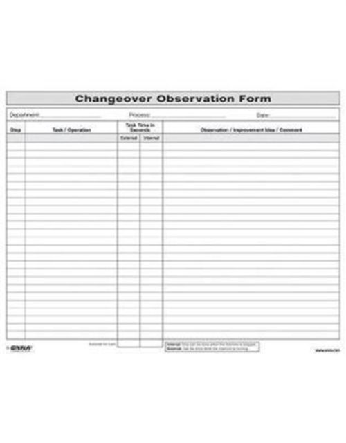 Quick Changeover: Observation Form : Observation Form