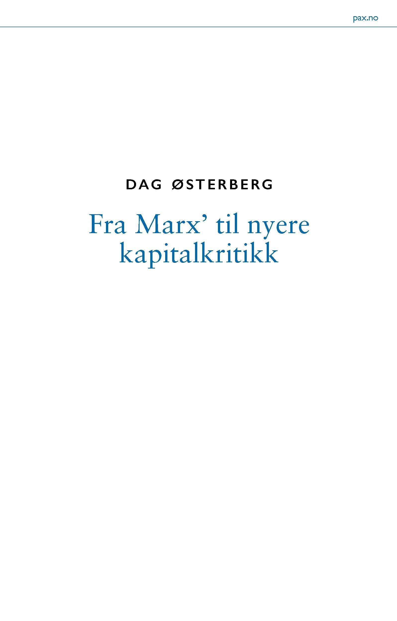 Fra Marx' til nyere kapitalkritikk