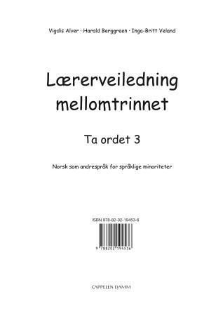 Ta ordet 3 : lærerveiledning mellomtrinnet : norsk som andrespråk for språklige minoriteter