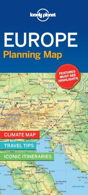 Lonely Planet Europe Planning Map : Easy-Fold, Full Colour Travel Map with Top Attractions, Itineraries & Themed Lists | Handy Slipcase for European Adventures