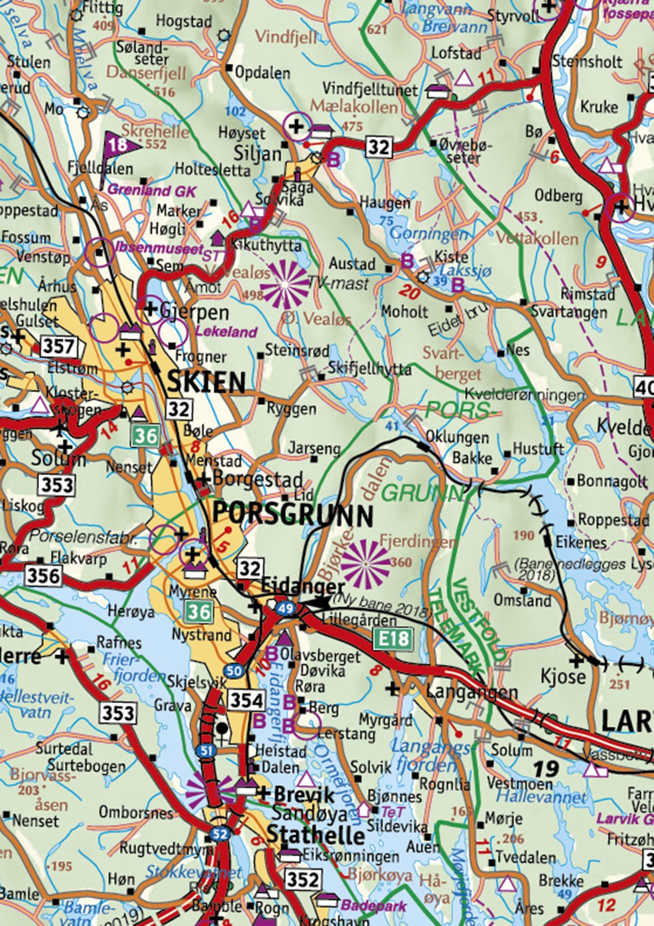 Sør-Norge sør : Cappelens bil- og turistkart : blad 1 : 2019-2020
