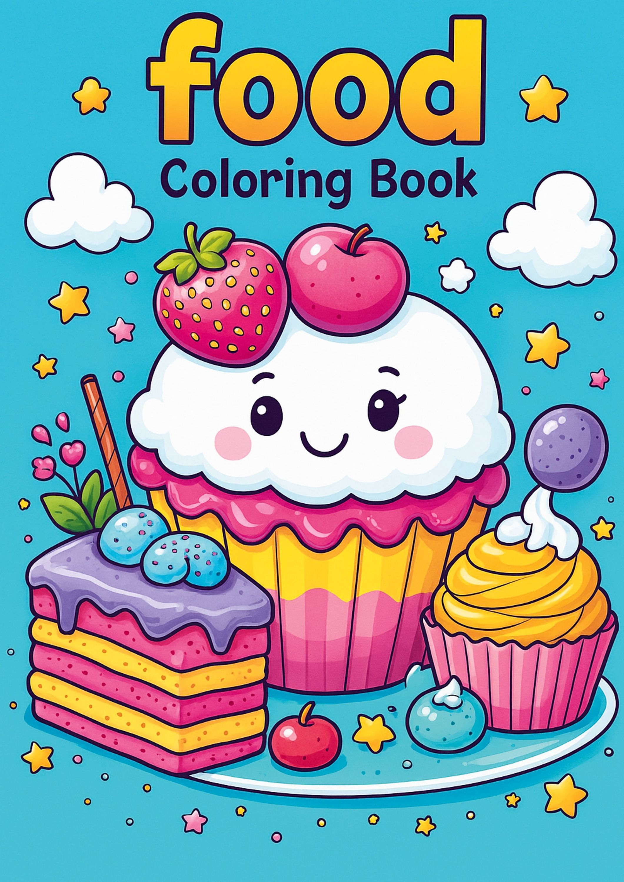 Food coloring book : simple & cute food coloring book