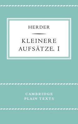 Kleinere Aufsatze I