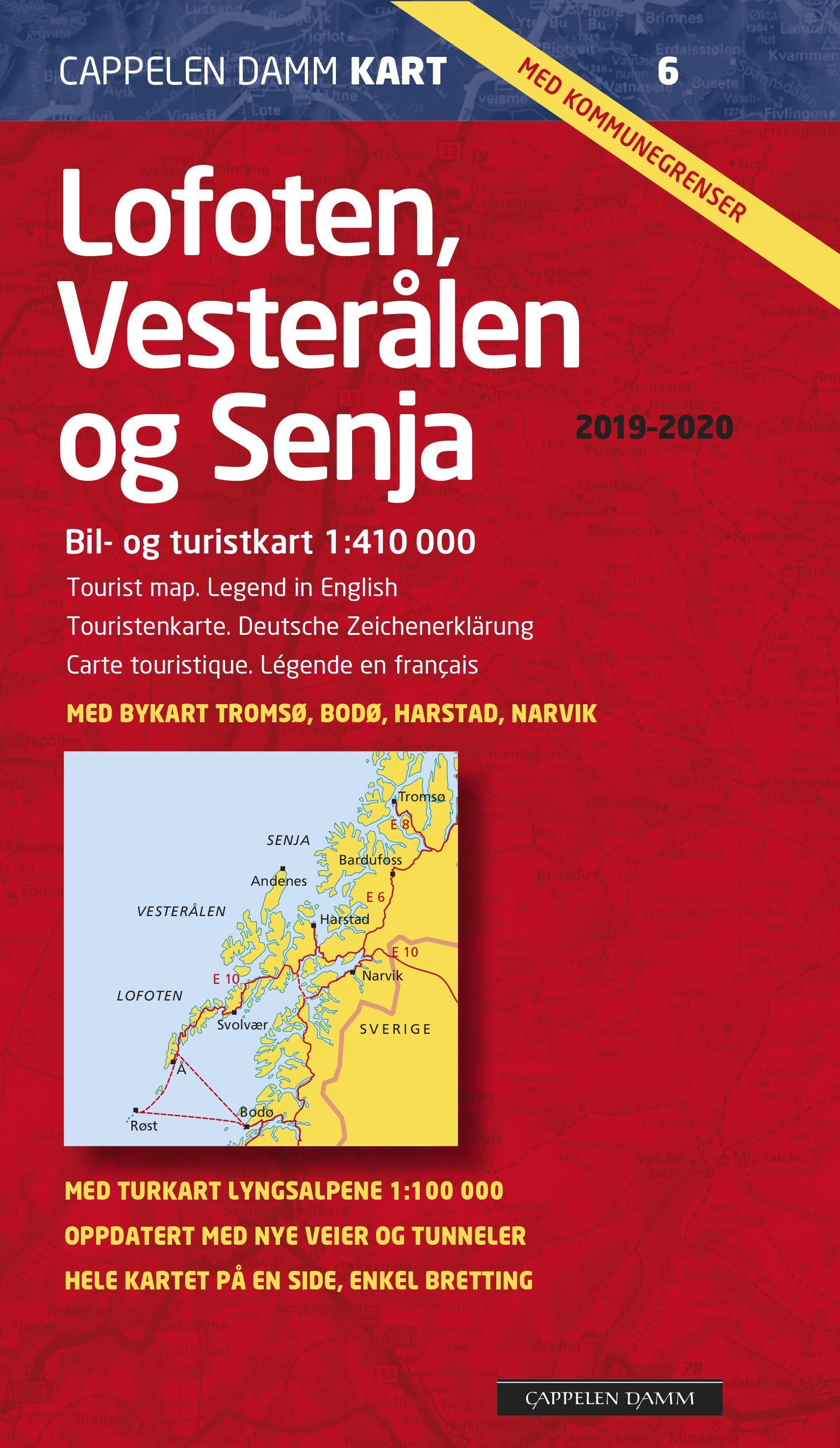 Lofoten, Vesterålen og Senja 2019-2020 : bil- og turistkart = tourist map = Touristenkarte = carte touristique