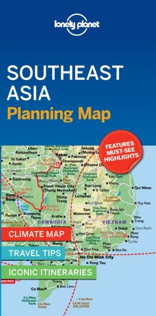 Lonely Planet Southeast Asia Planning Map : Durable, Waterproof, Easy-Fold Travel Map with Top Attractions, Itineraries & Themed Lists