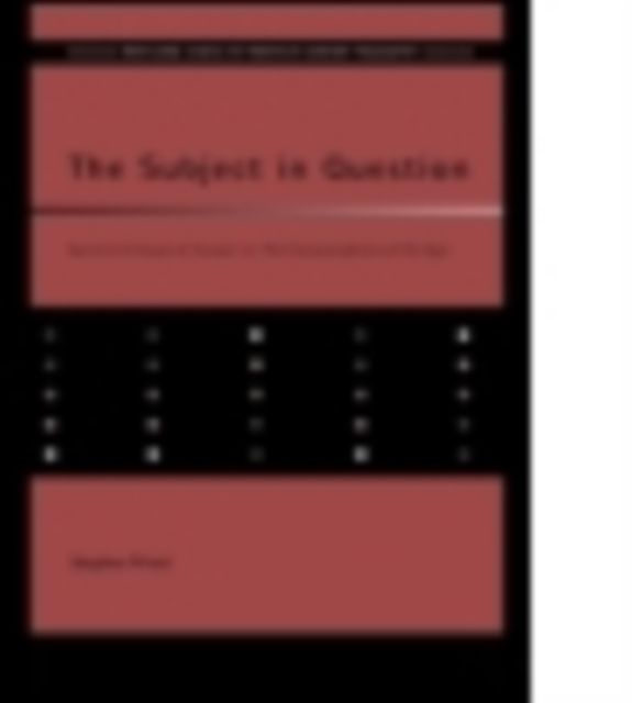 The Subject in Question : Sartre's Critique of Husserl in The Transcendence of the Ego