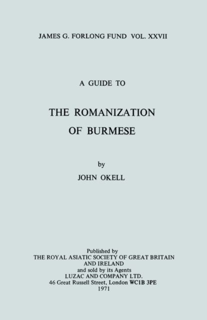 A Guide to the Romanization of Burmese
