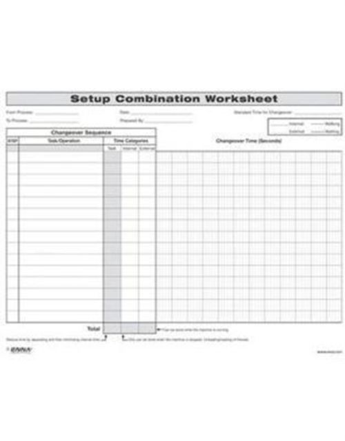 Quick Changeover: Setup Combination Worksheet : Setup Combination Worksheet