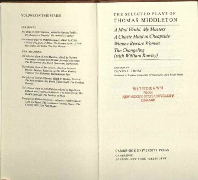 The Selected Plays of Thomas Middleton