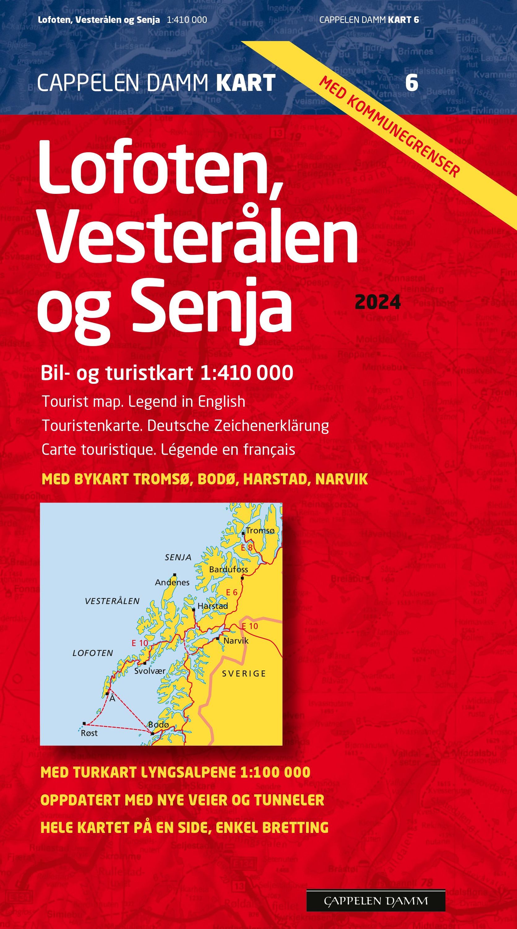 Lofoten, Vesterålen og Senja 2024 : bil- og turistkart = tourist map = Touristenkarte = carte touristique