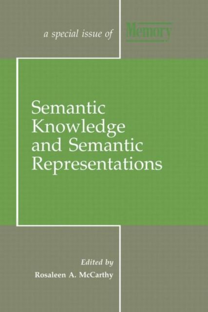 Semantic Knowledge and Semantic Representations : A Special Issue of Memory