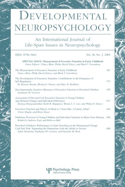 Measurement of Executive Function in Early Childhood : A Special Issue of Developmental Neuropsychology
