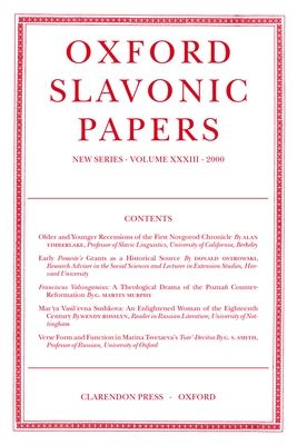 Oxford Slavonic Papers: Volume XXXIII (2000)