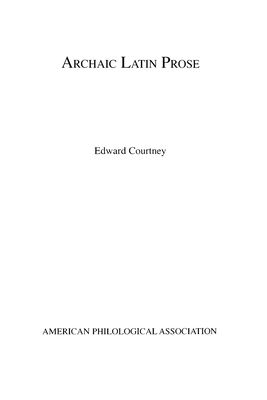 Archaic Latin Prose