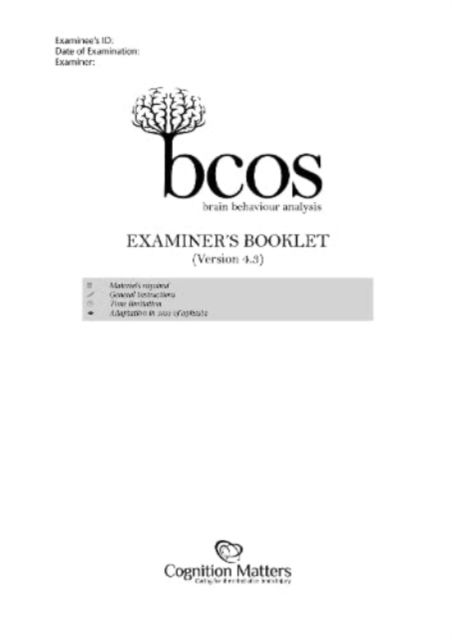 BCoS Cognitive Screen : Examiner's Booklet (Pack of 15)