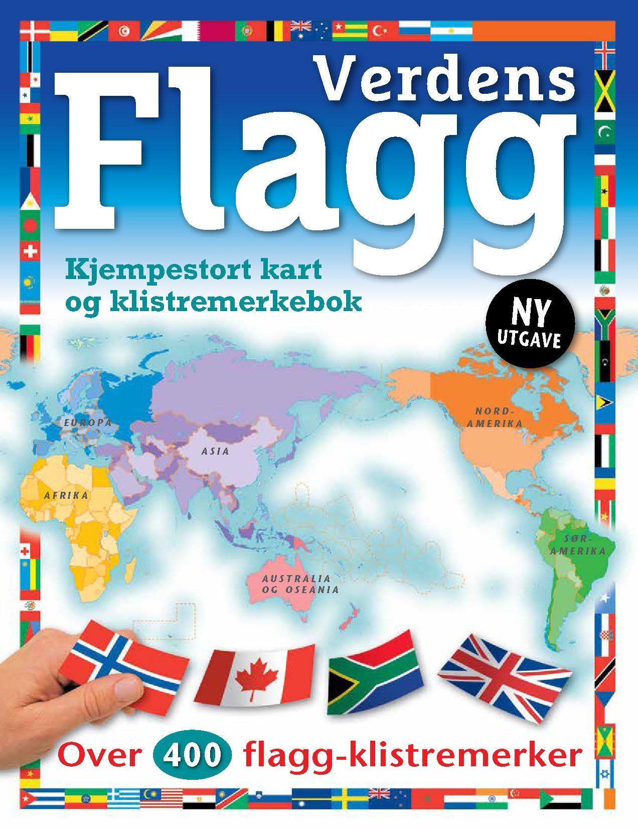 Verdens flagg : kjempestort kart og klistremerkebok