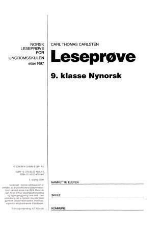 Norsk leseprøve for ungdomsskulen etter R97 : leseprøve 9. klasse