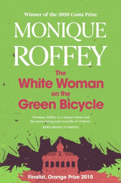 The white woman on the green bicycle