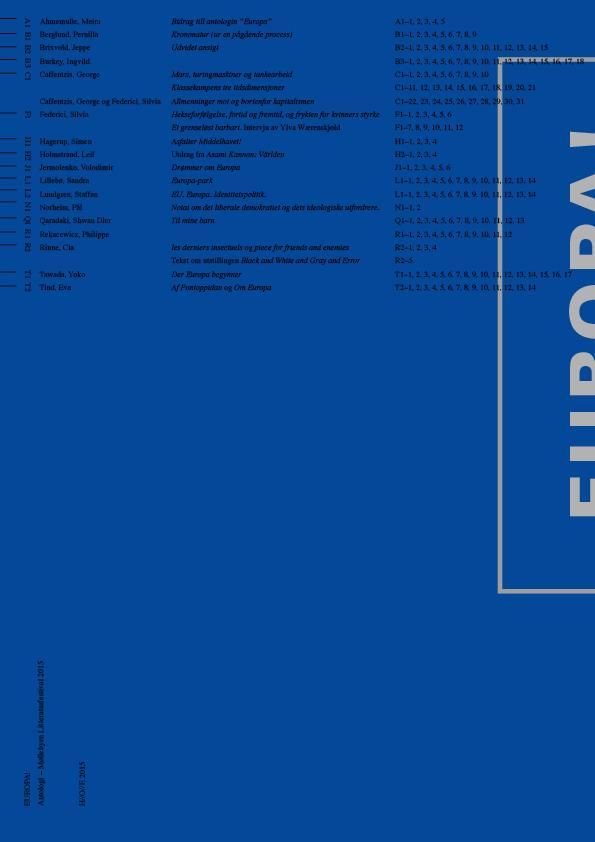 Europa! : antologi : Møllebyen Litteraturfestival 2015