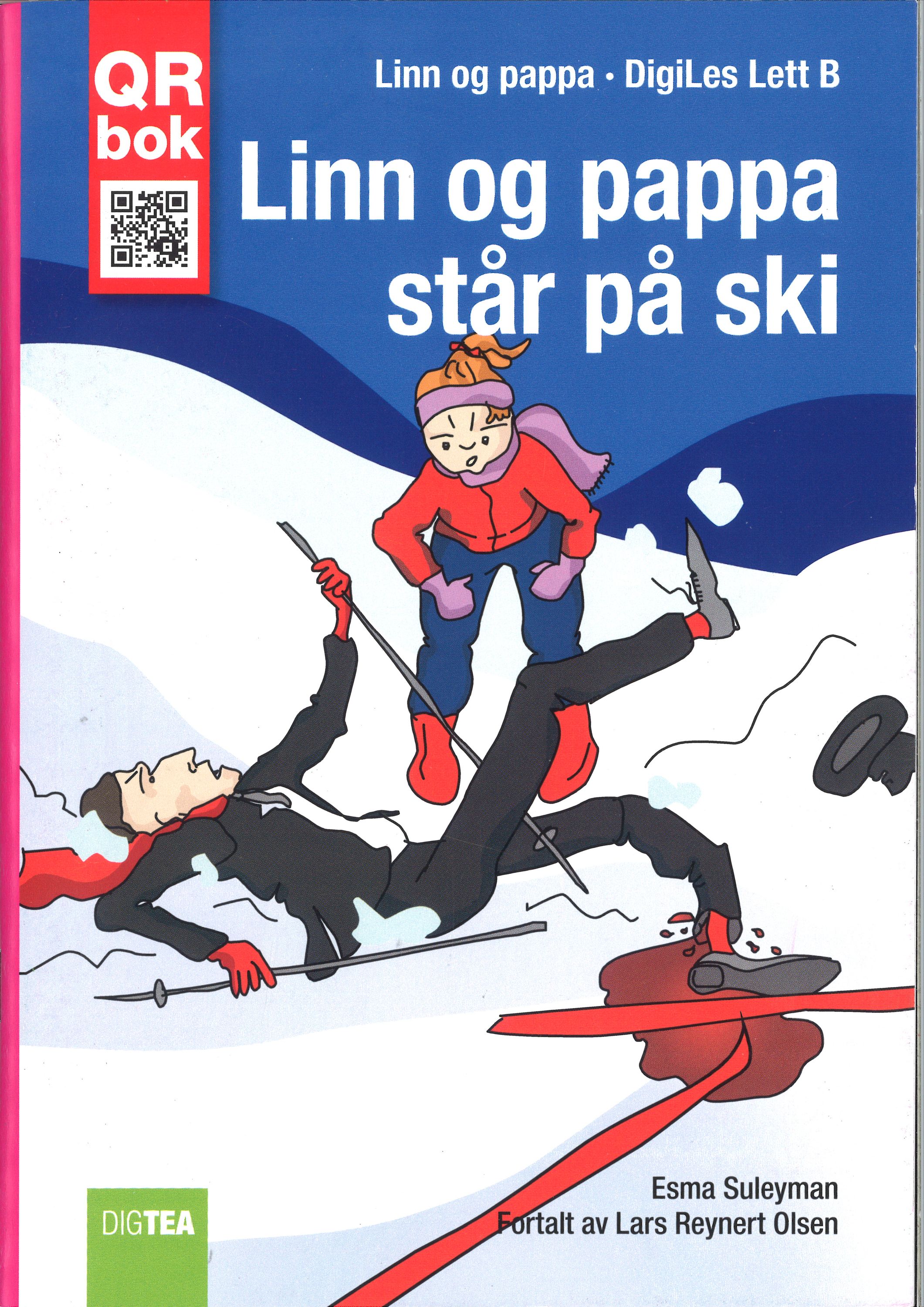 Linn og pappa står på ski