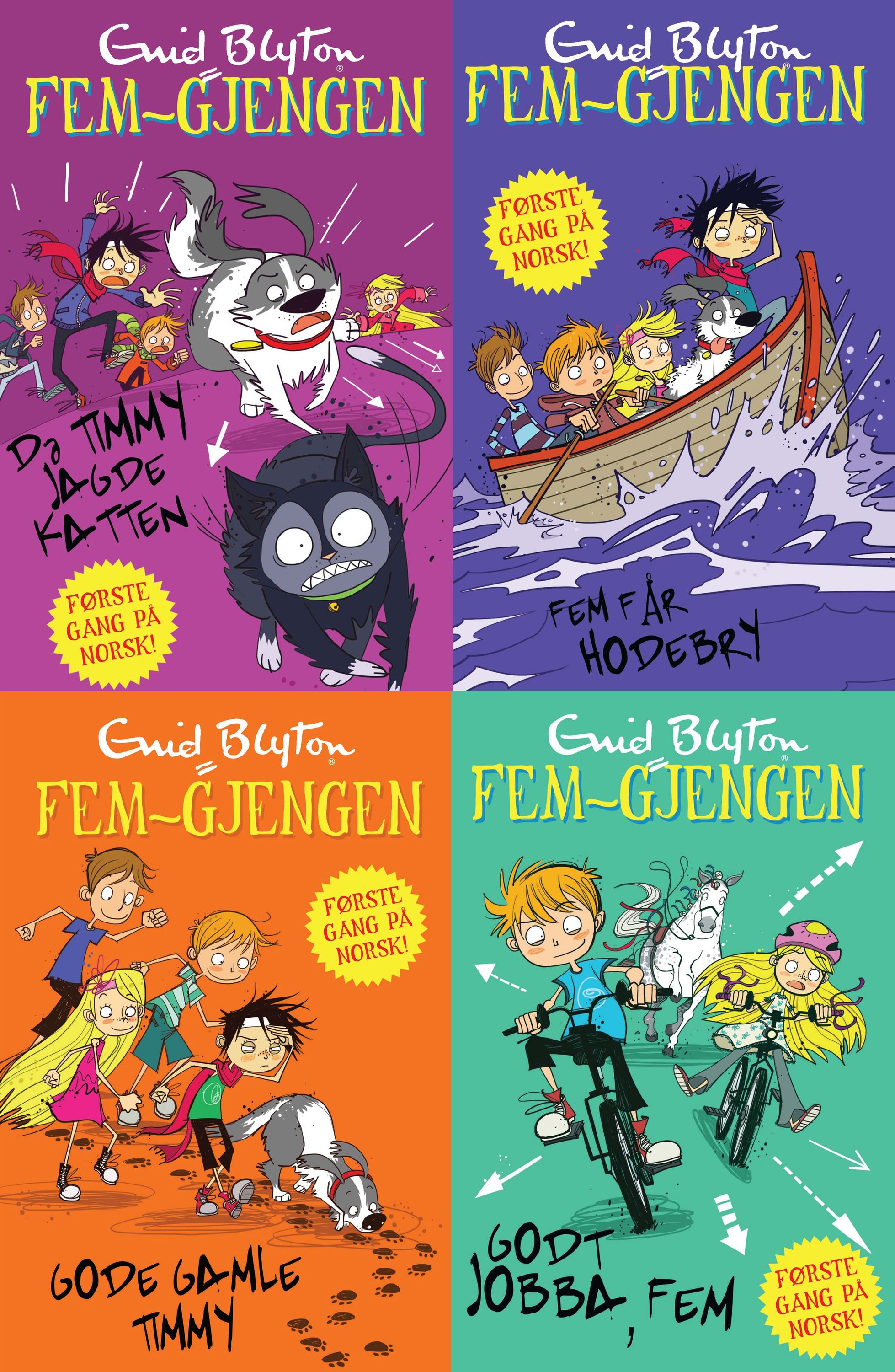 Fem-gjengen ; Da Timmy jagde katten ; Fem får hodebry ; Godt jobba, Fem ; Gode, gamle Timmy : illustrert lesepakke :  :  :  :