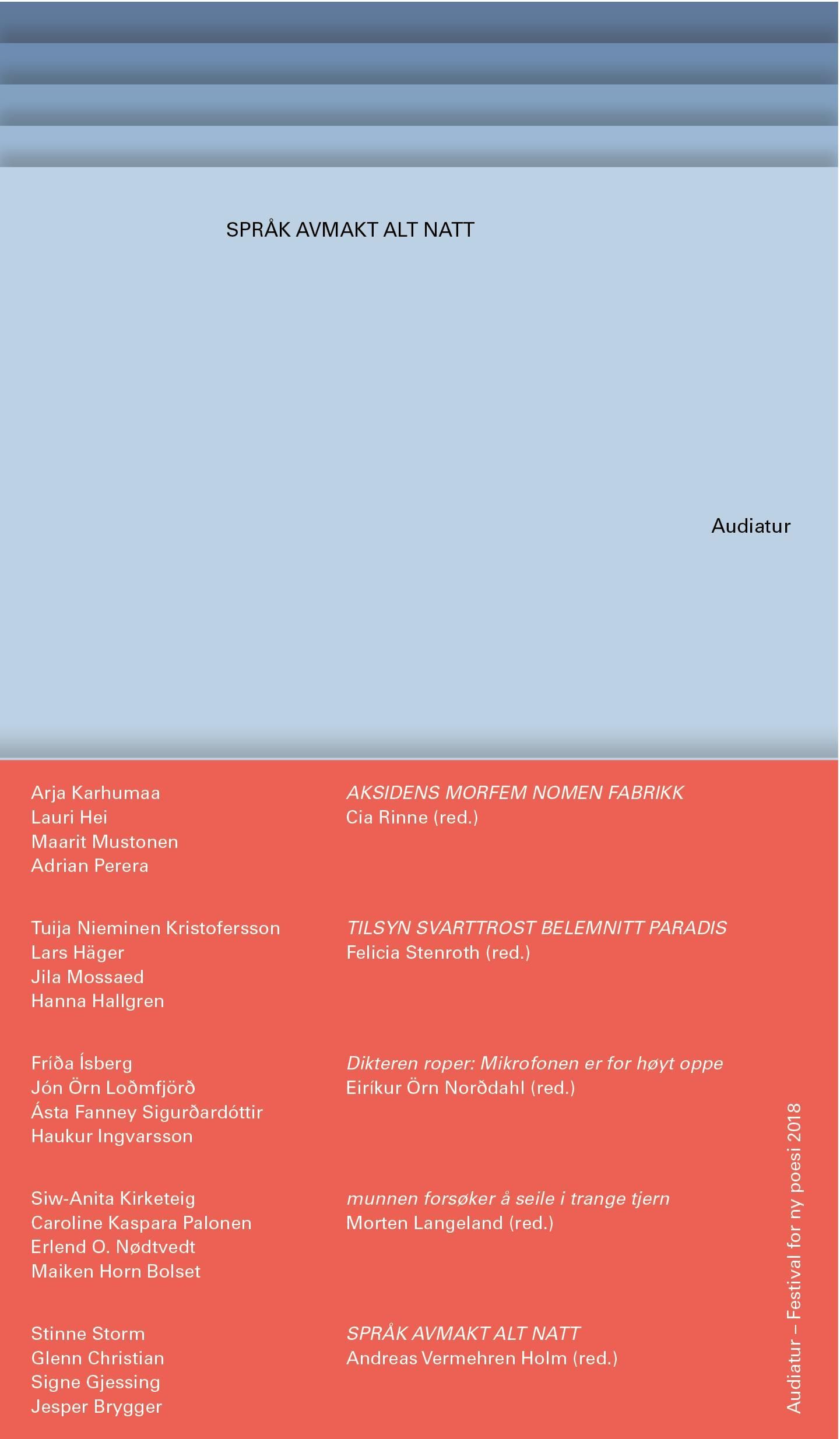 Audiatur - Festival for ny poesi, 2018