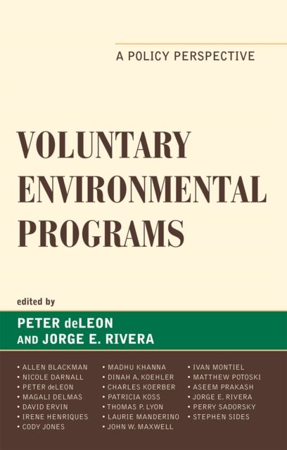 Voluntary Environmental Programs : A Policy Perspective