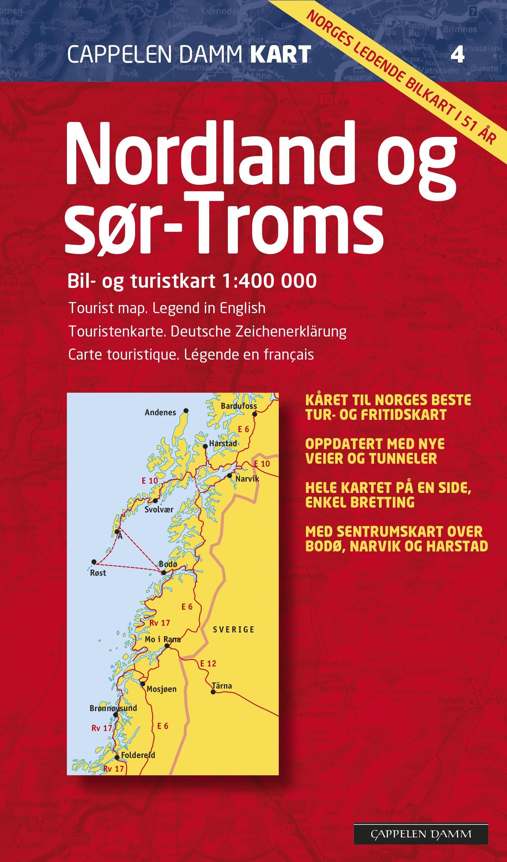 Nordland og sør-Troms : bil- og turistkart = tourist map = Touristenkarte = carte touristique