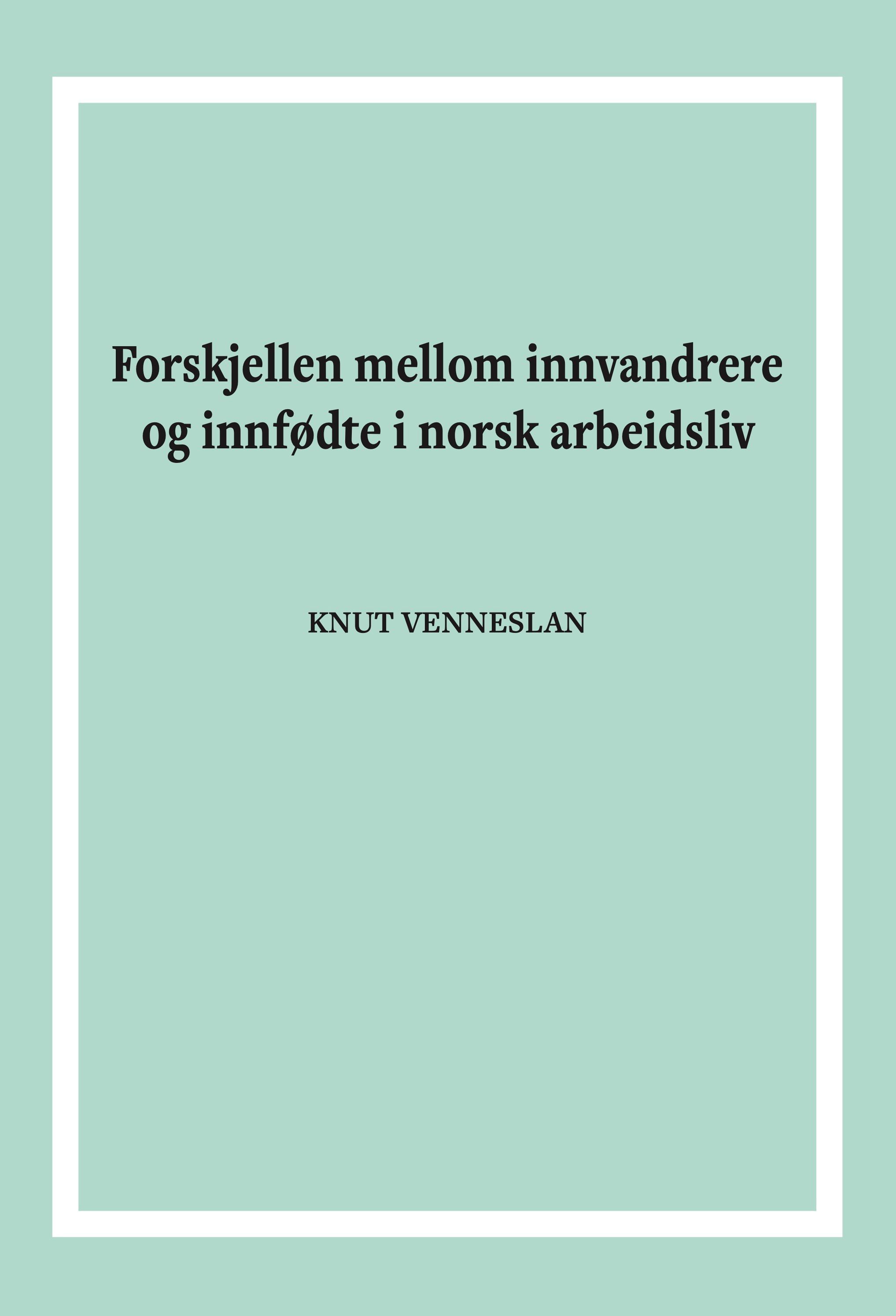 Forskjellen mellom innvandrere og innfødte i norsk arbeidsliv : 2009-2013 : en statistisk basert formanalytisk undersøkelse